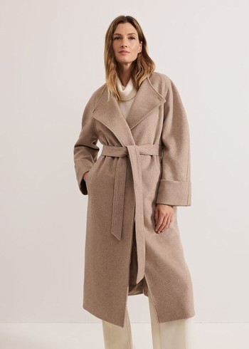 Phase Eight Aoife Collarless Wool Wrap Coats Grey USA | 3907182-NY